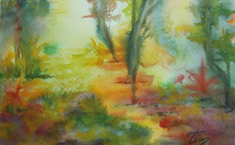 Acuarela abstracta y figurativa 